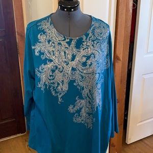 Quarter sleeve turquoise blouse